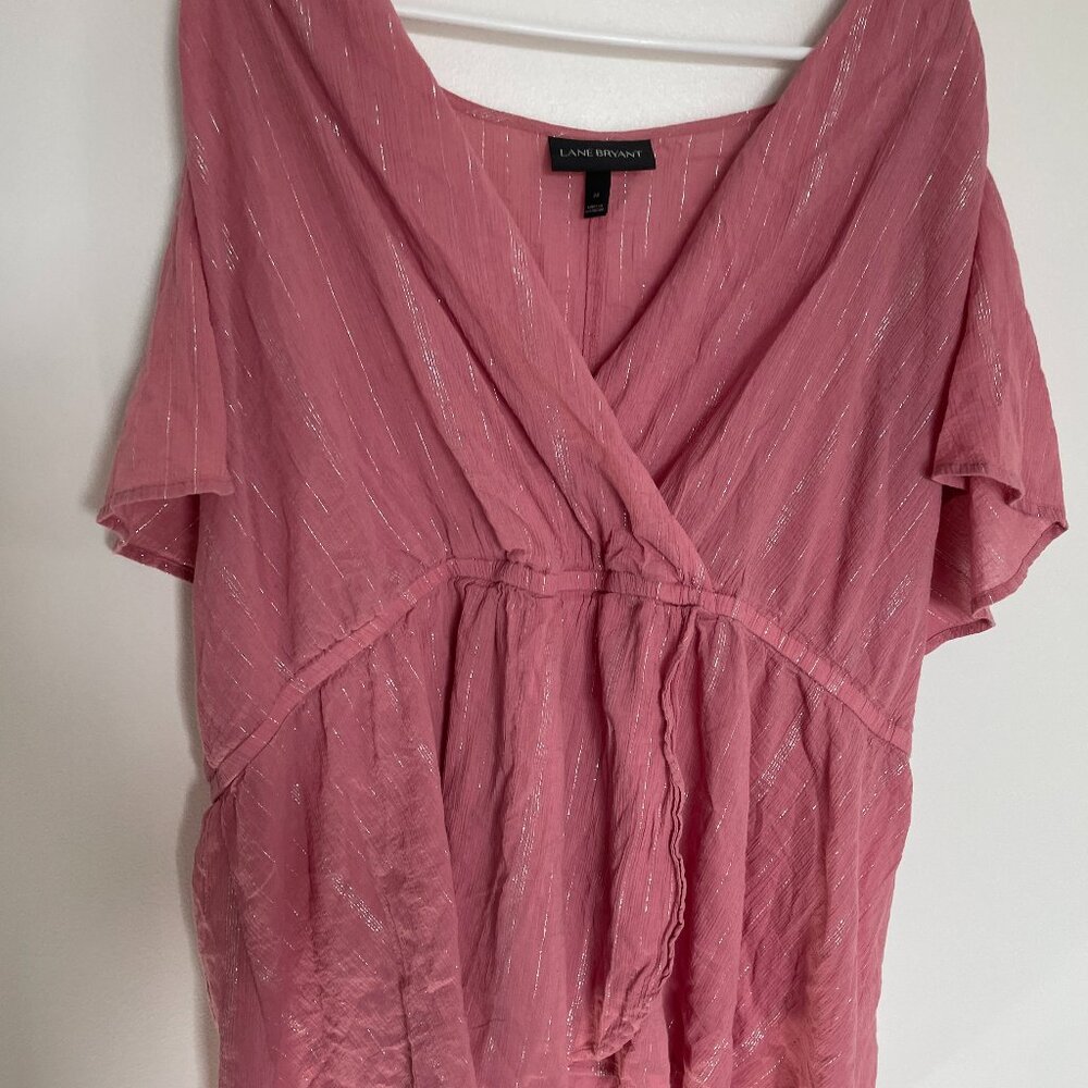 Lane Bryant Women's Size 24 Pink with sparkle stripe detail gauzy